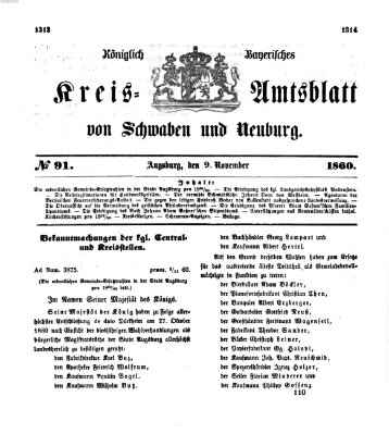 Königlich Bayerisches Kreis-Amtsblatt von Schwaben und Neuburg Freitag 9. November 1860