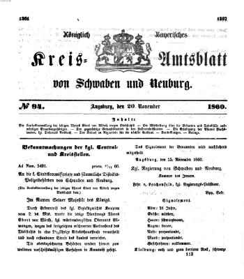 Königlich Bayerisches Kreis-Amtsblatt von Schwaben und Neuburg Dienstag 20. November 1860