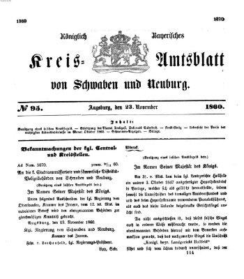 Königlich Bayerisches Kreis-Amtsblatt von Schwaben und Neuburg Freitag 23. November 1860