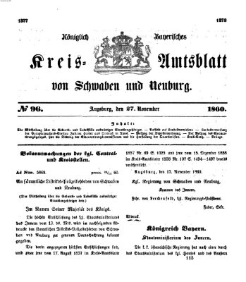 Königlich Bayerisches Kreis-Amtsblatt von Schwaben und Neuburg Dienstag 27. November 1860