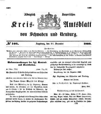 Königlich Bayerisches Kreis-Amtsblatt von Schwaben und Neuburg Freitag 21. Dezember 1860