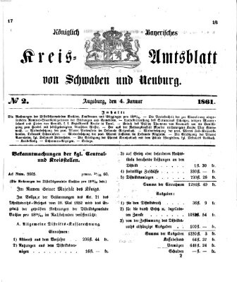 Königlich Bayerisches Kreis-Amtsblatt von Schwaben und Neuburg Freitag 4. Januar 1861