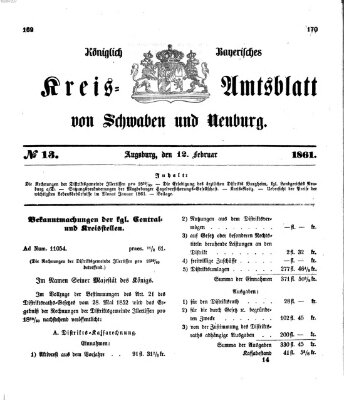 Königlich Bayerisches Kreis-Amtsblatt von Schwaben und Neuburg Dienstag 12. Februar 1861