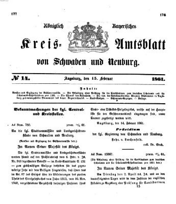 Königlich Bayerisches Kreis-Amtsblatt von Schwaben und Neuburg Freitag 15. Februar 1861