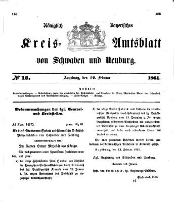 Königlich Bayerisches Kreis-Amtsblatt von Schwaben und Neuburg Dienstag 19. Februar 1861