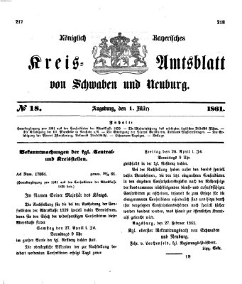 Königlich Bayerisches Kreis-Amtsblatt von Schwaben und Neuburg Freitag 1. März 1861