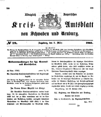 Königlich Bayerisches Kreis-Amtsblatt von Schwaben und Neuburg Dienstag 5. März 1861