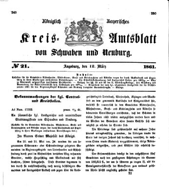 Königlich Bayerisches Kreis-Amtsblatt von Schwaben und Neuburg Dienstag 12. März 1861