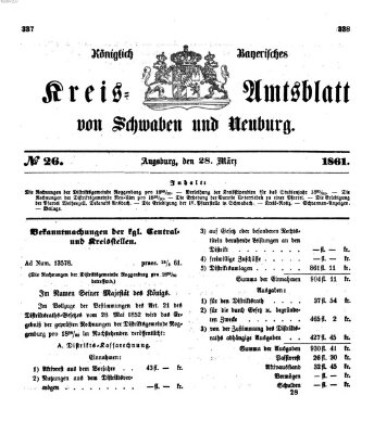 Königlich Bayerisches Kreis-Amtsblatt von Schwaben und Neuburg Donnerstag 28. März 1861