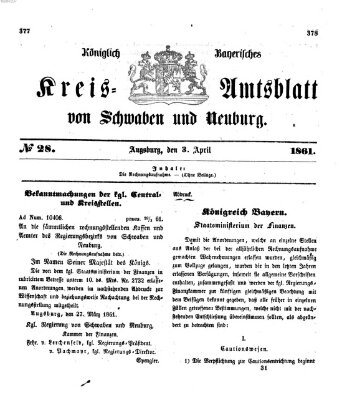 Königlich Bayerisches Kreis-Amtsblatt von Schwaben und Neuburg Mittwoch 3. April 1861