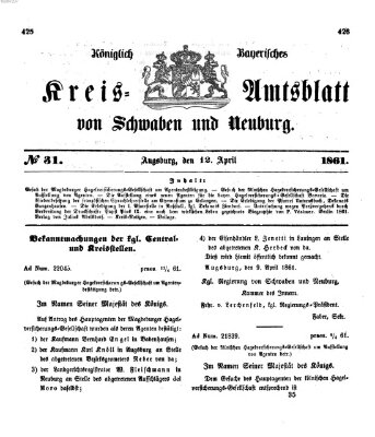 Königlich Bayerisches Kreis-Amtsblatt von Schwaben und Neuburg Freitag 12. April 1861