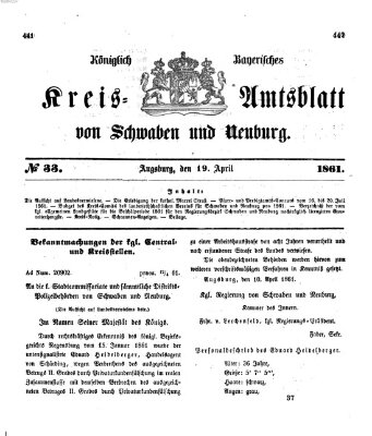 Königlich Bayerisches Kreis-Amtsblatt von Schwaben und Neuburg Freitag 19. April 1861