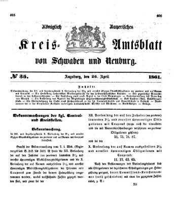 Königlich Bayerisches Kreis-Amtsblatt von Schwaben und Neuburg Freitag 26. April 1861