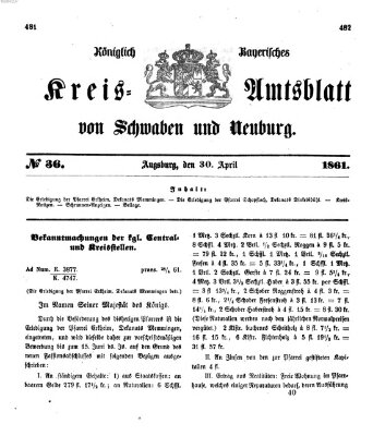 Königlich Bayerisches Kreis-Amtsblatt von Schwaben und Neuburg Dienstag 30. April 1861