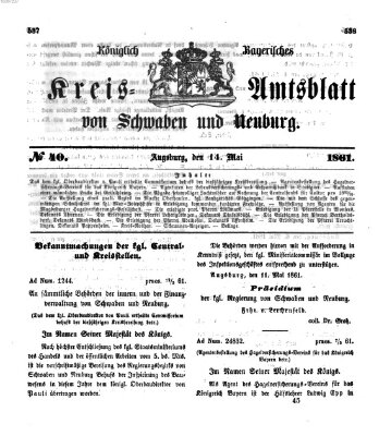 Königlich Bayerisches Kreis-Amtsblatt von Schwaben und Neuburg Dienstag 14. Mai 1861