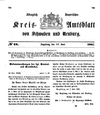 Königlich Bayerisches Kreis-Amtsblatt von Schwaben und Neuburg Mittwoch 12. Juni 1861