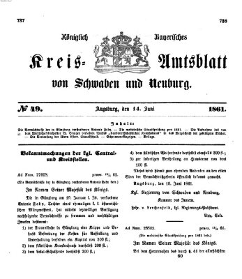 Königlich Bayerisches Kreis-Amtsblatt von Schwaben und Neuburg Freitag 14. Juni 1861