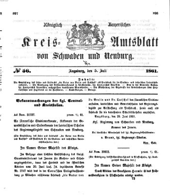 Königlich Bayerisches Kreis-Amtsblatt von Schwaben und Neuburg Freitag 5. Juli 1861