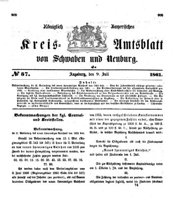 Königlich Bayerisches Kreis-Amtsblatt von Schwaben und Neuburg Dienstag 9. Juli 1861