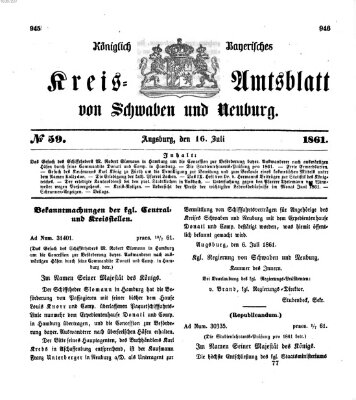 Königlich Bayerisches Kreis-Amtsblatt von Schwaben und Neuburg Dienstag 16. Juli 1861