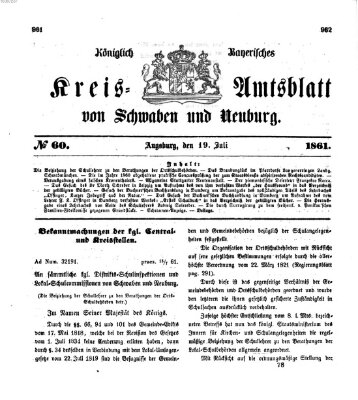 Königlich Bayerisches Kreis-Amtsblatt von Schwaben und Neuburg Freitag 19. Juli 1861