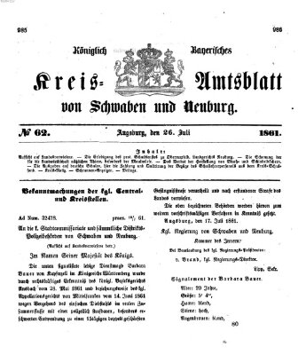 Königlich Bayerisches Kreis-Amtsblatt von Schwaben und Neuburg Freitag 26. Juli 1861