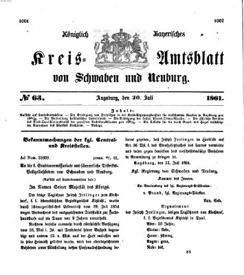 Königlich Bayerisches Kreis-Amtsblatt von Schwaben und Neuburg Dienstag 30. Juli 1861