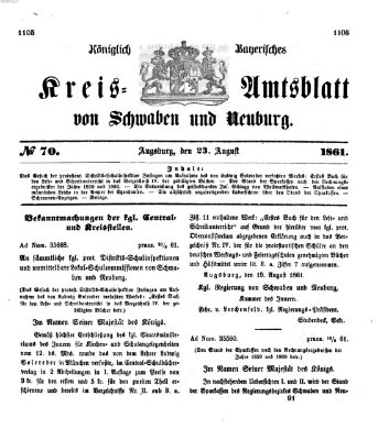 Königlich Bayerisches Kreis-Amtsblatt von Schwaben und Neuburg Freitag 23. August 1861