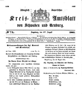 Königlich Bayerisches Kreis-Amtsblatt von Schwaben und Neuburg Dienstag 27. August 1861