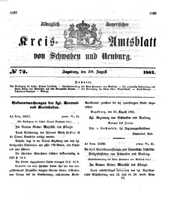 Königlich Bayerisches Kreis-Amtsblatt von Schwaben und Neuburg Freitag 30. August 1861