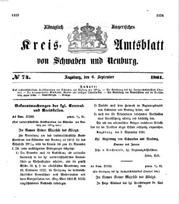 Königlich Bayerisches Kreis-Amtsblatt von Schwaben und Neuburg Freitag 6. September 1861