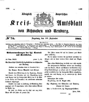 Königlich Bayerisches Kreis-Amtsblatt von Schwaben und Neuburg Dienstag 10. September 1861