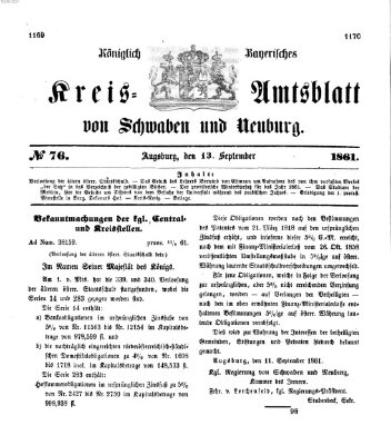 Königlich Bayerisches Kreis-Amtsblatt von Schwaben und Neuburg Freitag 13. September 1861