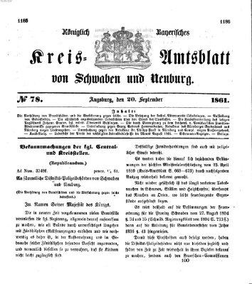 Königlich Bayerisches Kreis-Amtsblatt von Schwaben und Neuburg Freitag 20. September 1861