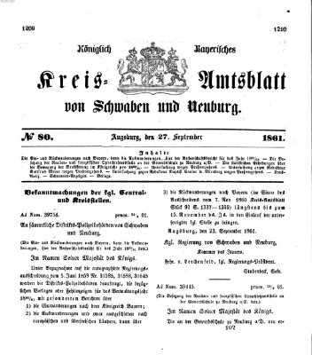 Königlich Bayerisches Kreis-Amtsblatt von Schwaben und Neuburg Freitag 27. September 1861