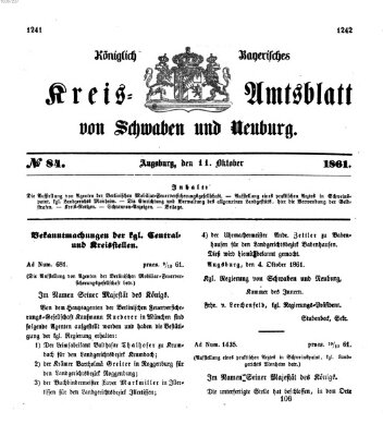 Königlich Bayerisches Kreis-Amtsblatt von Schwaben und Neuburg Freitag 11. Oktober 1861