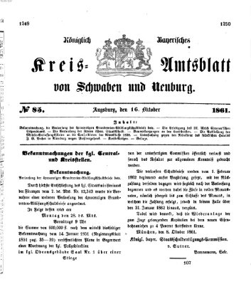 Königlich Bayerisches Kreis-Amtsblatt von Schwaben und Neuburg Mittwoch 16. Oktober 1861