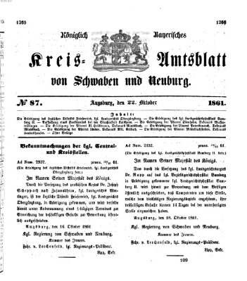 Königlich Bayerisches Kreis-Amtsblatt von Schwaben und Neuburg Dienstag 22. Oktober 1861