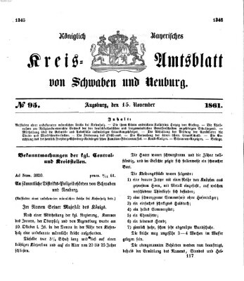 Königlich Bayerisches Kreis-Amtsblatt von Schwaben und Neuburg Freitag 15. November 1861