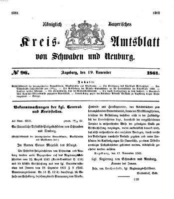 Königlich Bayerisches Kreis-Amtsblatt von Schwaben und Neuburg Dienstag 19. November 1861