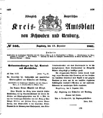 Königlich Bayerisches Kreis-Amtsblatt von Schwaben und Neuburg Freitag 13. Dezember 1861