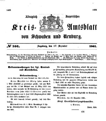 Königlich Bayerisches Kreis-Amtsblatt von Schwaben und Neuburg Dienstag 17. Dezember 1861