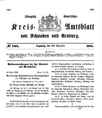 Königlich Bayerisches Kreis-Amtsblatt von Schwaben und Neuburg Freitag 20. Dezember 1861