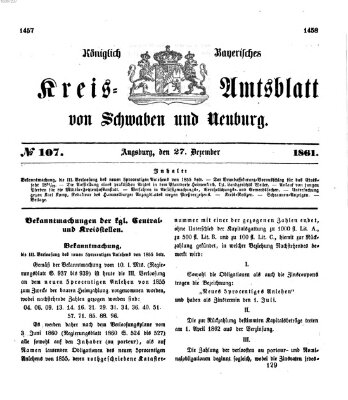 Königlich Bayerisches Kreis-Amtsblatt von Schwaben und Neuburg Freitag 27. Dezember 1861