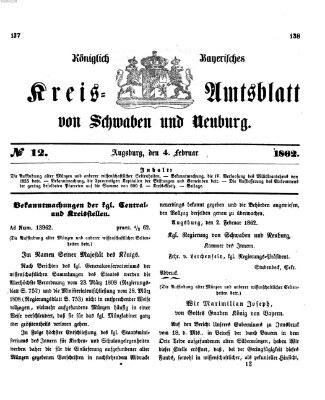 Königlich Bayerisches Kreis-Amtsblatt von Schwaben und Neuburg Dienstag 4. Februar 1862