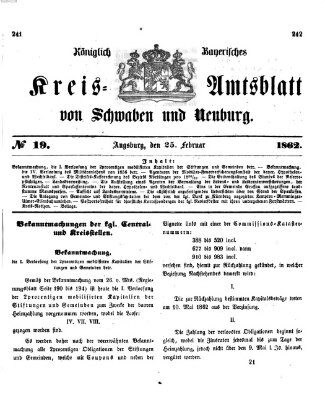 Königlich Bayerisches Kreis-Amtsblatt von Schwaben und Neuburg Dienstag 25. Februar 1862