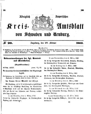 Königlich Bayerisches Kreis-Amtsblatt von Schwaben und Neuburg Freitag 28. Februar 1862