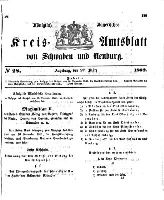 Königlich Bayerisches Kreis-Amtsblatt von Schwaben und Neuburg Donnerstag 27. März 1862