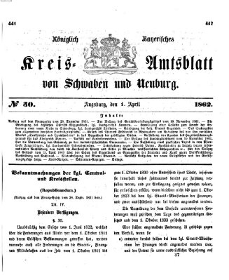 Königlich Bayerisches Kreis-Amtsblatt von Schwaben und Neuburg Dienstag 1. April 1862