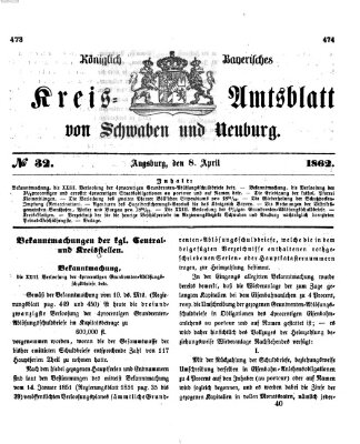 Königlich Bayerisches Kreis-Amtsblatt von Schwaben und Neuburg Dienstag 8. April 1862